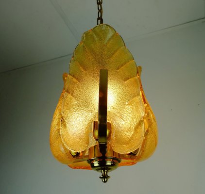 Mid-Century Brass Amber Glass Pendant Lamp by Carl Fagerlund, 1960s-FH-1357974