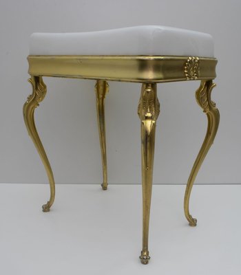 Mid-Century Brass and Acrylic Glass Stool, 1950s-FER-627035