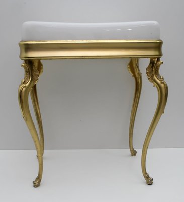 Mid-Century Brass and Acrylic Glass Stool, 1950s-FER-627035