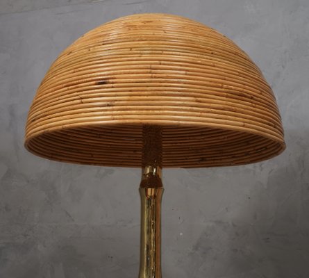 Mid-Century Brass and Bamboo Floor Lamp, 1990s-UH-1742752