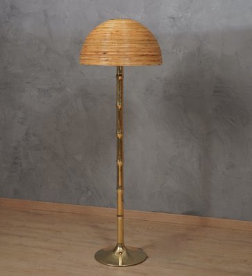 Mid-Century Brass and Bamboo Floor Lamp, 1990s-UH-1742752