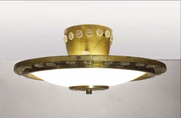 Mid-Century Brass and Crystal Ceiling Lamp by Emil Stejnar for Rupert Nikoll, 1950s-DEK-548908