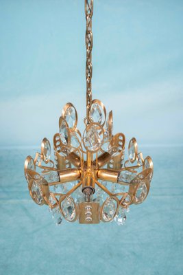 Mid-Century Brass and Crystal Chandelier in the style of Gaetano Sciolari for Palwa-HGA-552863