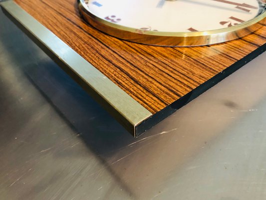 Mid-Century Brass and Formica Wall Clock from JAZ, 1970s-OJT-883095