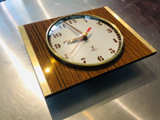 Mid-Century Brass and Formica Wall Clock from JAZ, 1970s-OJT-883095