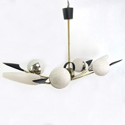 Mid-Century Brass and Glass Ceiling Lamps from Arlus-JUZ-1297221