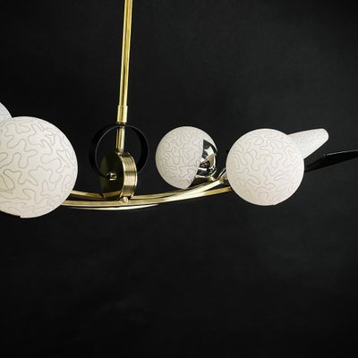 Mid-Century Brass and Glass Ceiling Lamps from Arlus-JUZ-1297221