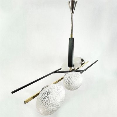 Mid-Century Brass and Glass Ceiling Lamps from Arlus-JUZ-1297217