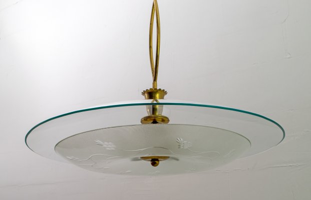 Mid-Century Brass and Glass Church Chandelier by Pietro Chiesa for Fontana Arte, 1940s-FER-620932