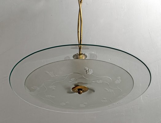 Mid-Century Brass and Glass Church Chandelier by Pietro Chiesa for Fontana Arte, 1940s-FER-620932