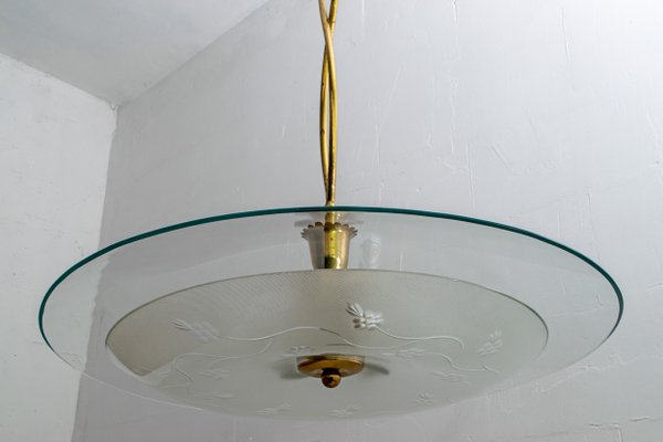 Mid-Century Brass and Glass Church Chandelier by Pietro Chiesa for Fontana Arte, 1940s-FER-620932