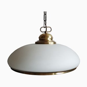 Mid-Century Brass and Glass Pendant Lamp-NUX-931129