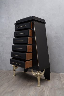 Mid-Century Brass and Goatskin Chest of Drawers, 1950s-UH-619903