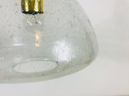 Mid-Century Brass and Ice Glass Pendant Lamp from Doria Leuchten, 1960s-PUK-564668