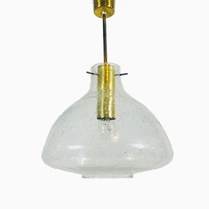 Mid-Century Brass and Ice Glass Pendant Lamp from Doria Leuchten, 1960s-PUK-564668