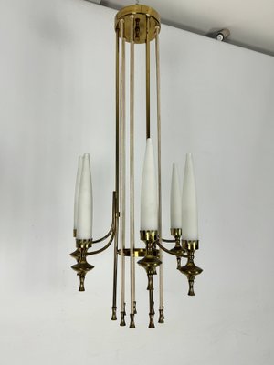 Mid-Century Brass and Opaline Glasses Chandelier from Arredoluce Monza, Italy, 1950s-OT-1764766