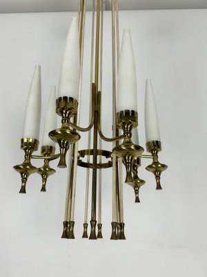 Mid-Century Brass and Opaline Glasses Chandelier from Arredoluce Monza, Italy, 1950s-OT-1764766