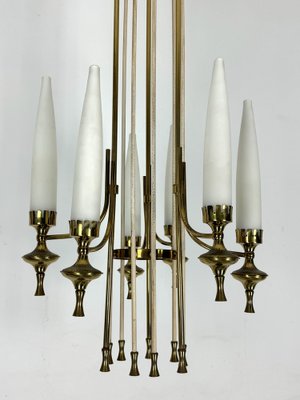 Mid-Century Brass and Opaline Glasses Chandelier from Arredoluce Monza, Italy, 1950s-OT-1764766