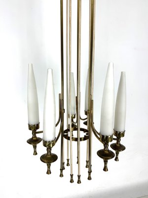 Mid-Century Brass and Opaline Glasses Chandelier from Arredoluce Monza, Italy, 1950s-OT-1764766