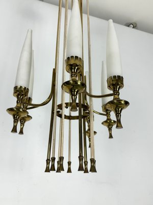 Mid-Century Brass and Opaline Glasses Chandelier from Arredoluce Monza, Italy, 1950s-OT-1764766