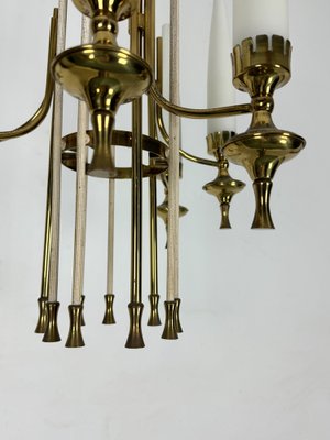 Mid-Century Brass and Opaline Glasses Chandelier from Arredoluce Monza, Italy, 1950s-OT-1764766