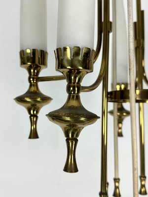 Mid-Century Brass and Opaline Glasses Chandelier from Arredoluce Monza, Italy, 1950s-OT-1764766