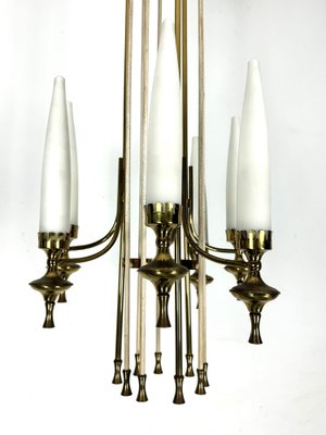 Mid-Century Brass and Opaline Glasses Chandelier from Arredoluce Monza, Italy, 1950s-OT-1764766