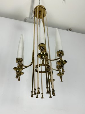 Mid-Century Brass and Opaline Glasses Chandelier from Arredoluce Monza, Italy, 1950s-OT-1764766