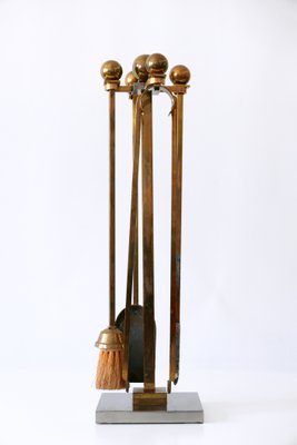 Mid-Century Brass and Steel Fireplace Tools, 1970s, Set of 5-WPT-644675