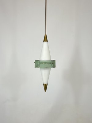 Mid-Century Brass and Triplex Opaline Glass Pendant Lamp from Stilnovo-OT-1306217