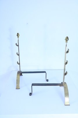 Mid-Century Brass Andirons, Set of 2-SXX-660386