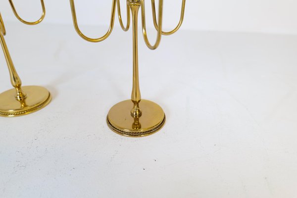 Mid-Century Brass Candelabras by Gunnar Ander for Ystad Metall, Sweden, 1960s, Set of 2-UYK-1287393