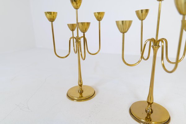 Mid-Century Brass Candelabras by Gunnar Ander for Ystad Metall, Sweden, 1960s, Set of 2-UYK-1287393