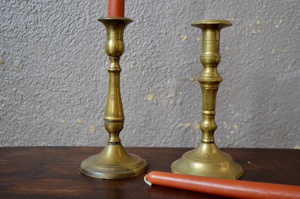 Mid-Century Brass Candleholders, 1940s, Set of 2-AIU-1304747