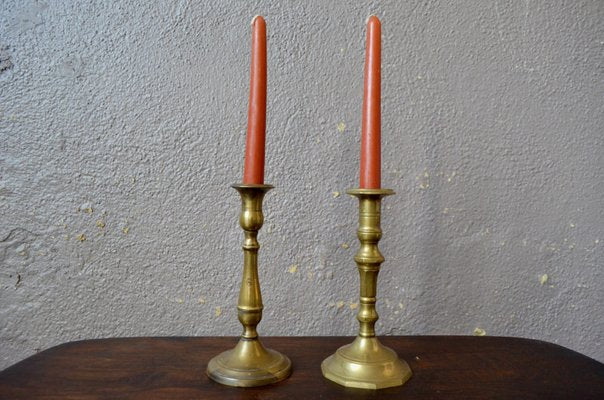 Mid-Century Brass Candleholders, 1940s, Set of 2-AIU-1304747