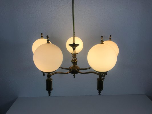 Mid-Century Brass Ceiling Lamp, 1950s-PUK-555422