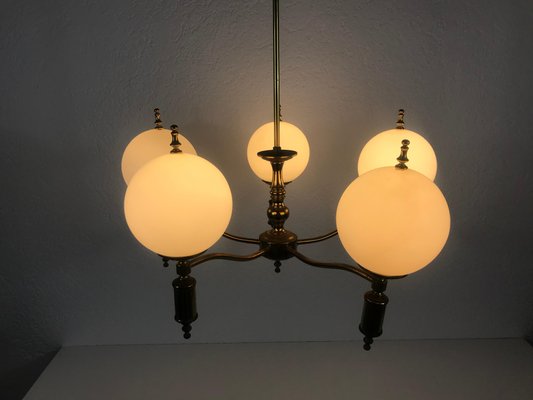 Mid-Century Brass Ceiling Lamp, 1950s-PUK-555422