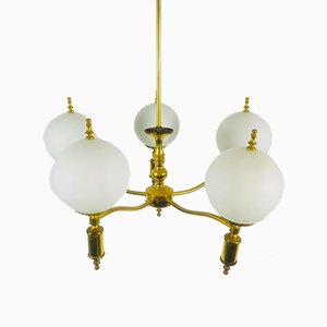 Mid-Century Brass Ceiling Lamp, 1950s-PUK-555422