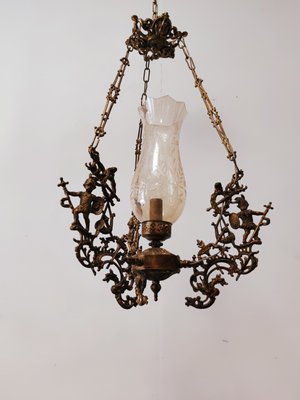 Mid-Century Brass Ceiling Lamp with Warriors-QLH-875462