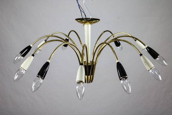 Mid-Century Brass Chandelier, 1950s-FUP-574071