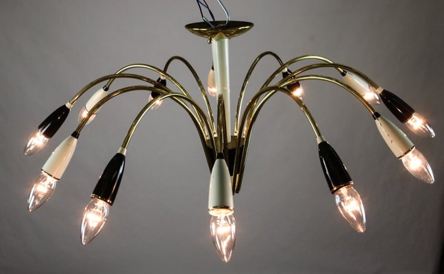 Mid-Century Brass Chandelier, 1950s-FUP-574071