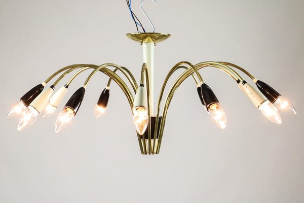 Mid-Century Brass Chandelier, 1950s-FUP-574071