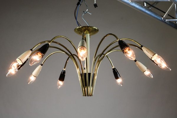 Mid-Century Brass Chandelier, 1950s-FUP-574071