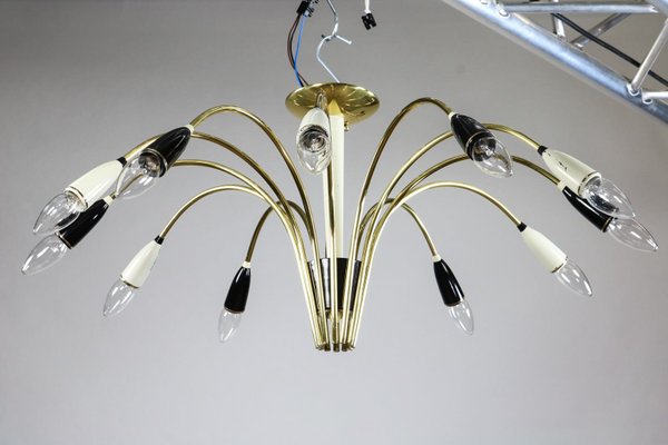 Mid-Century Brass Chandelier, 1950s-FUP-574071