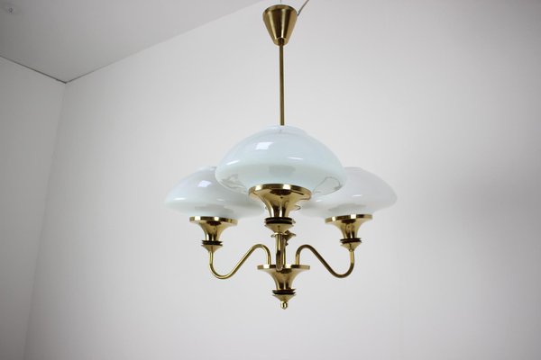 Mid-Century Brass Chandelier from Jablonec Glassworks, Czechoslovakia, 1970s-TZ-1185422