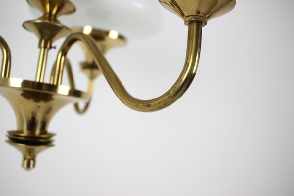 Mid-Century Brass Chandelier from Jablonec Glassworks, Czechoslovakia, 1970s-TZ-1185422