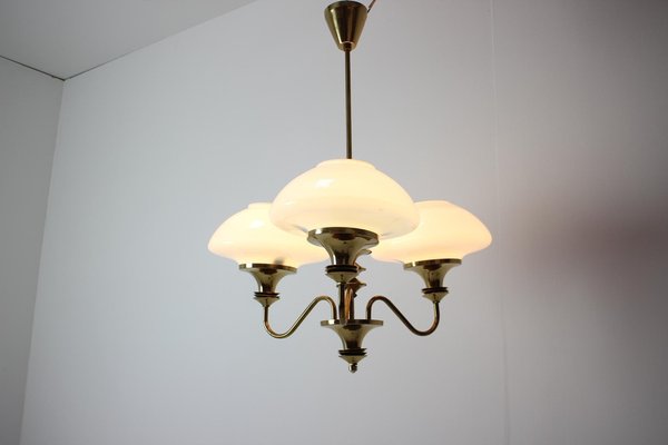 Mid-Century Brass Chandelier from Jablonec Glassworks, Czechoslovakia, 1970s-TZ-1185422