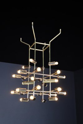 Mid-Century Brass Chandelier with 28 Lights, Switzerland, 1960s-TRW-1743218