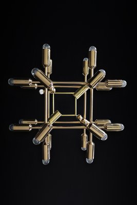 Mid-Century Brass Chandelier with 28 Lights, Switzerland, 1960s-TRW-1743218