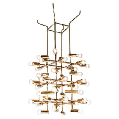 Mid-Century Brass Chandelier with 40 Lights, Switzerland, 1960s-TRW-1743220